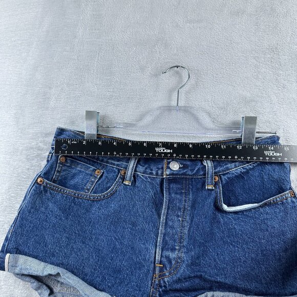 Levis Jean Short White Oak Cone Dark Denim Wash Cutoffs Cheeky Women 30 - Picture 2 of 9